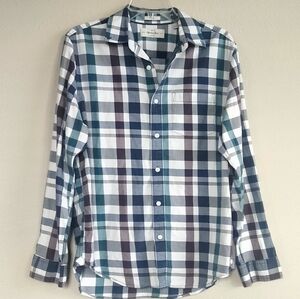 Hawker Rye size M men's button down shirt blue / green plaid